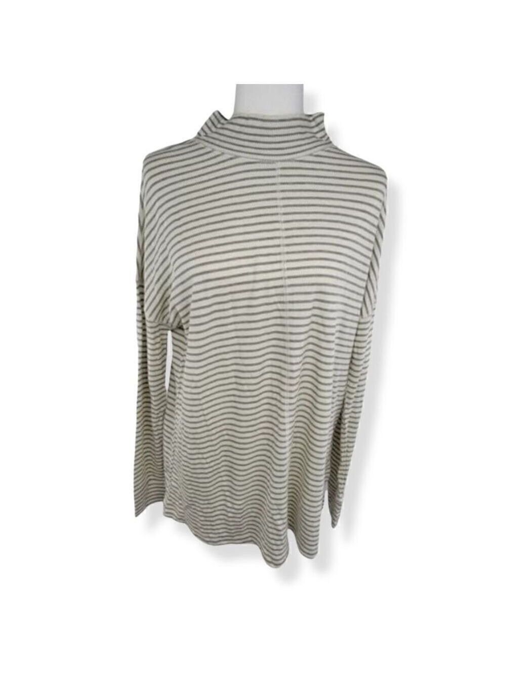 a.n.a  mocked neck striped Gray and White long sleeve tunic XL NWT